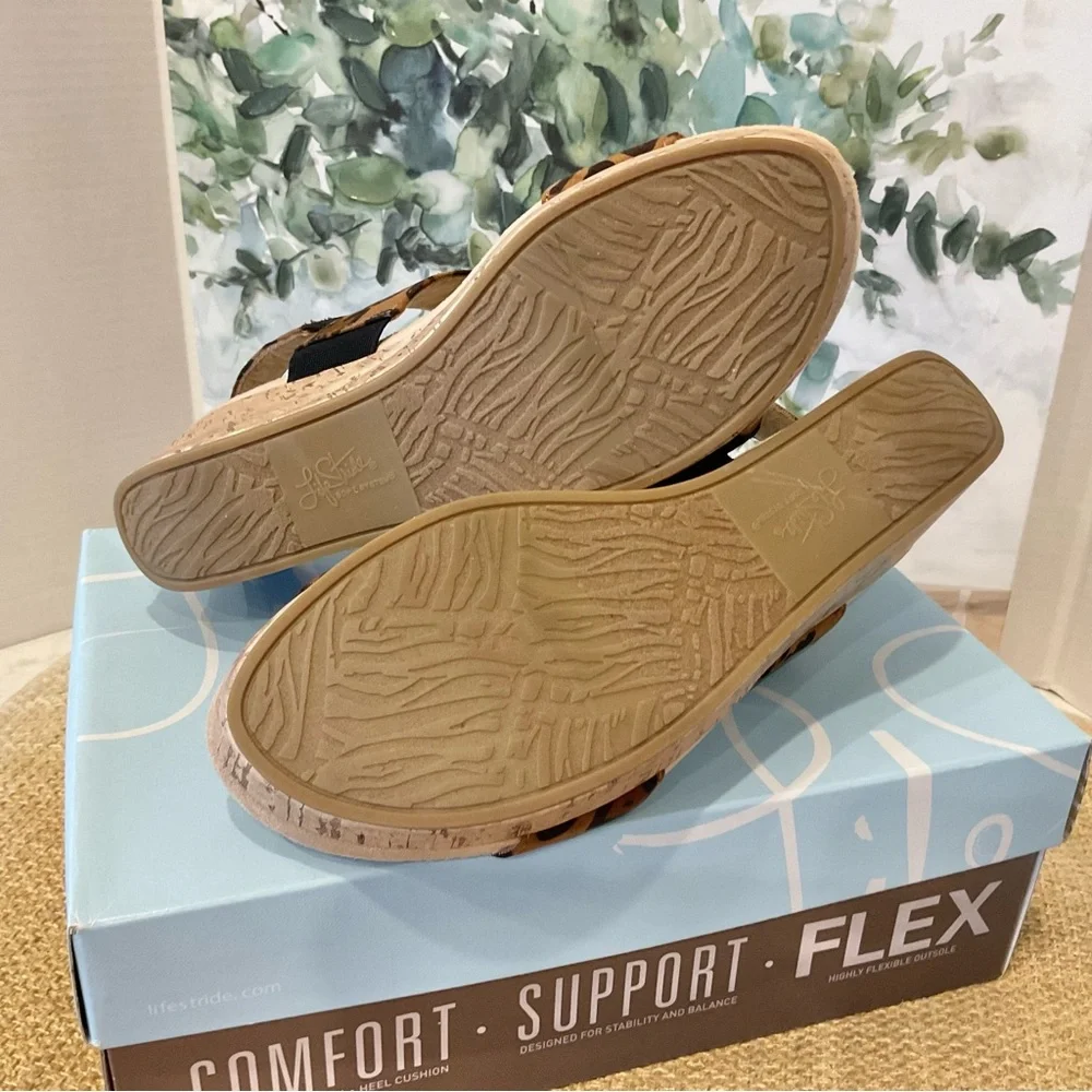 LifeStride Leopard Delaney Slide Sandals Size 9, NEW IN BOX